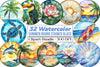 Round Stained Glass Summer Clipart Bundle
