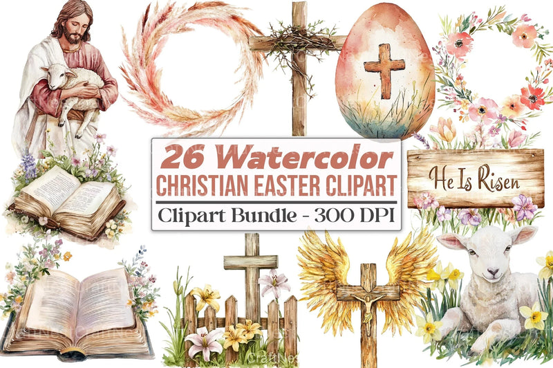 Christian Rustic Easter Clipart Bundle - CraftNest - Digital Crafting and Art