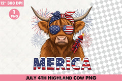 July 4th Highland Cow Clipart Bundle - CraftNest - Digital Crafting and Art