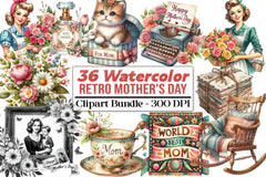 Retro Mother's Day Clipart Bundle 2 - CraftNest - Digital Crafting and Art