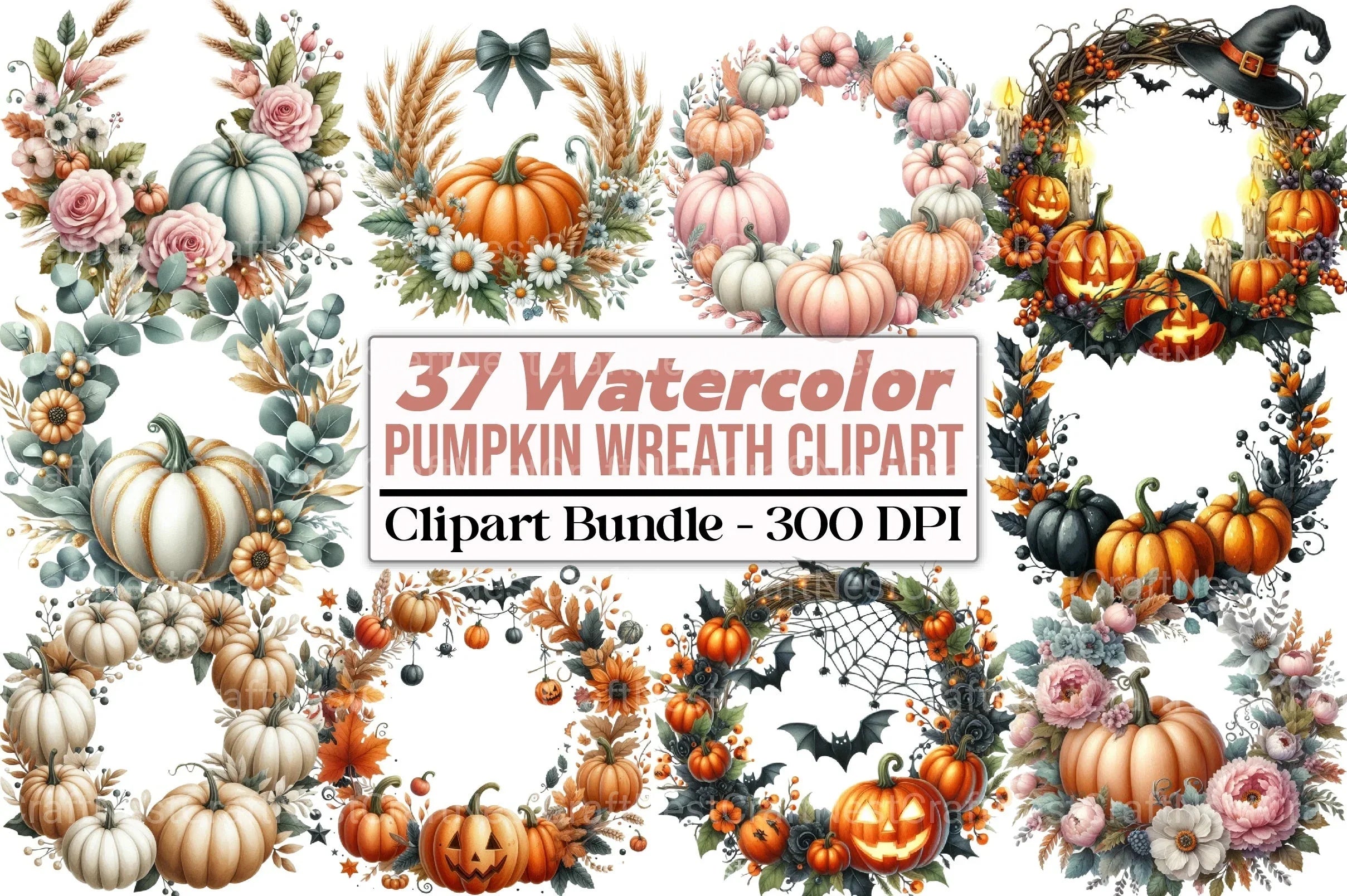 Pumpkin Wreath Clipart Bundle - CraftNest - Digital Crafting and Art