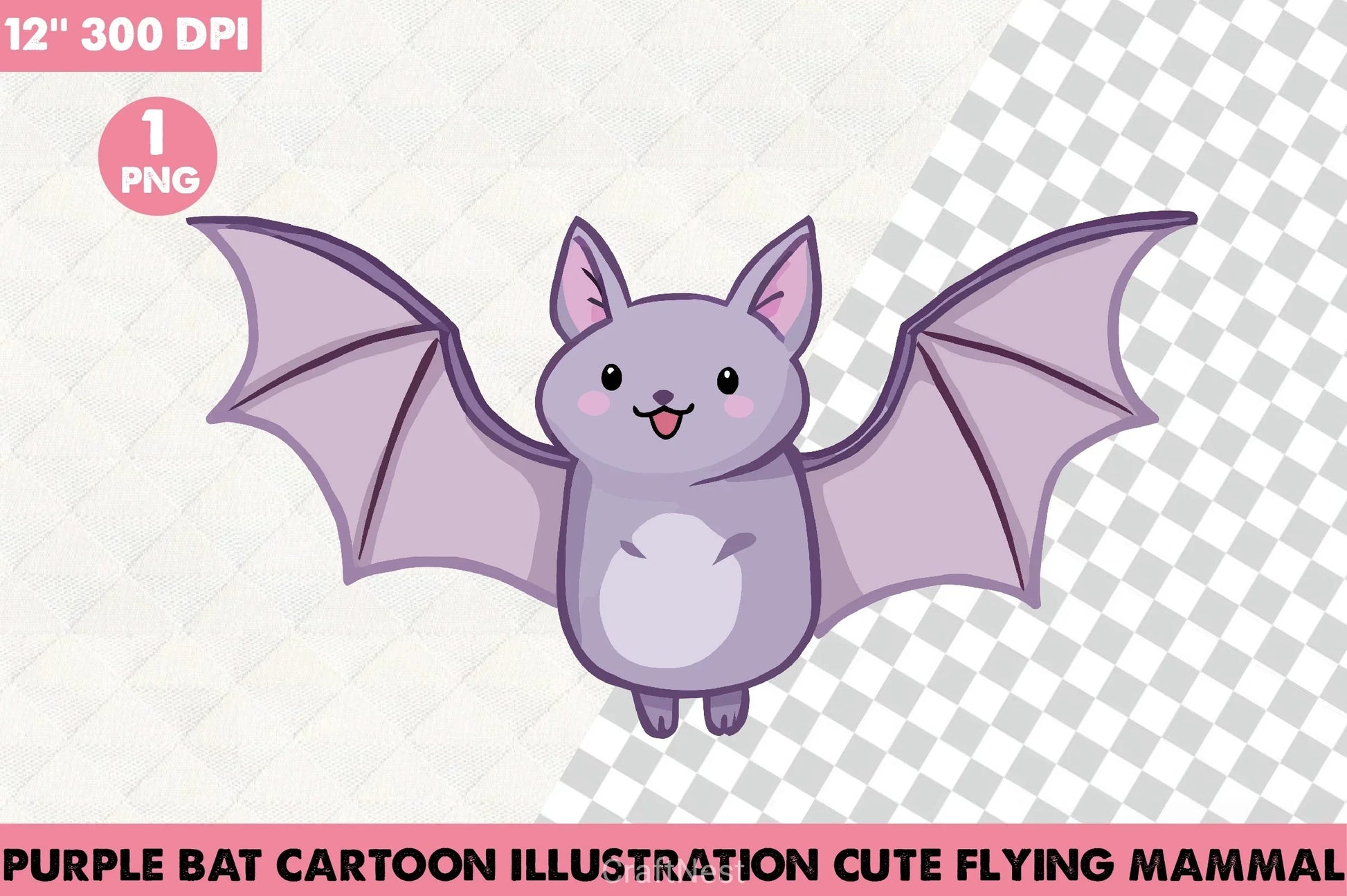 Purple Bat Cartoon Clipart Bundle - CraftNest - Digital Crafting and Art