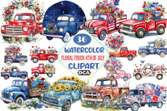 Floral Truck 4th of July Clipart Bundle - CraftNest - Digital Crafting and Art