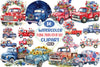 Floral Truck 4th of July Clipart Bundle