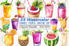 Summer Tropical Smoothie Cup Clipart Bundle
