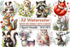 Woodland Animals with Flowers Clipart Bundle