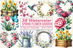 Spring Flower Garden Clipart Bundle 2 - CraftNest - Digital Crafting and Art