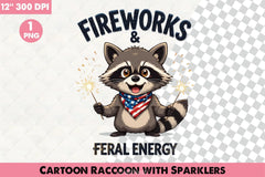 Cartoon Raccoon Sparklers Clipart Bundle - CraftNest - Digital Crafting and Art
