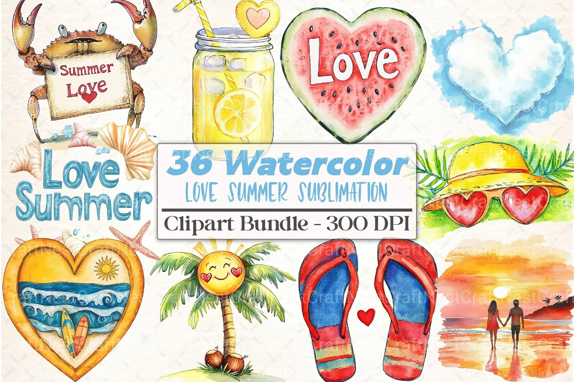 Love Summer Clipart Bundle 990 - CraftNest - Digital Crafting and Art