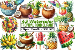 Summer Tropical Food Clipart Bundle 99 - CraftNest - Digital Crafting and Art