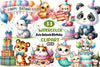 Cute Animals Birthday Clipart Bundle