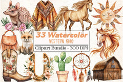 Western Boho Clipart Bundle - CraftNest - Digital Crafting and Art