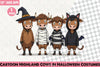 Cartoon Highland Cows Halloween Clipart Bundle