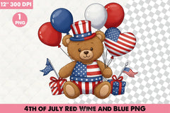 4th July Teddy Bear Clipart Bundle - CraftNest - Digital Crafting and Art