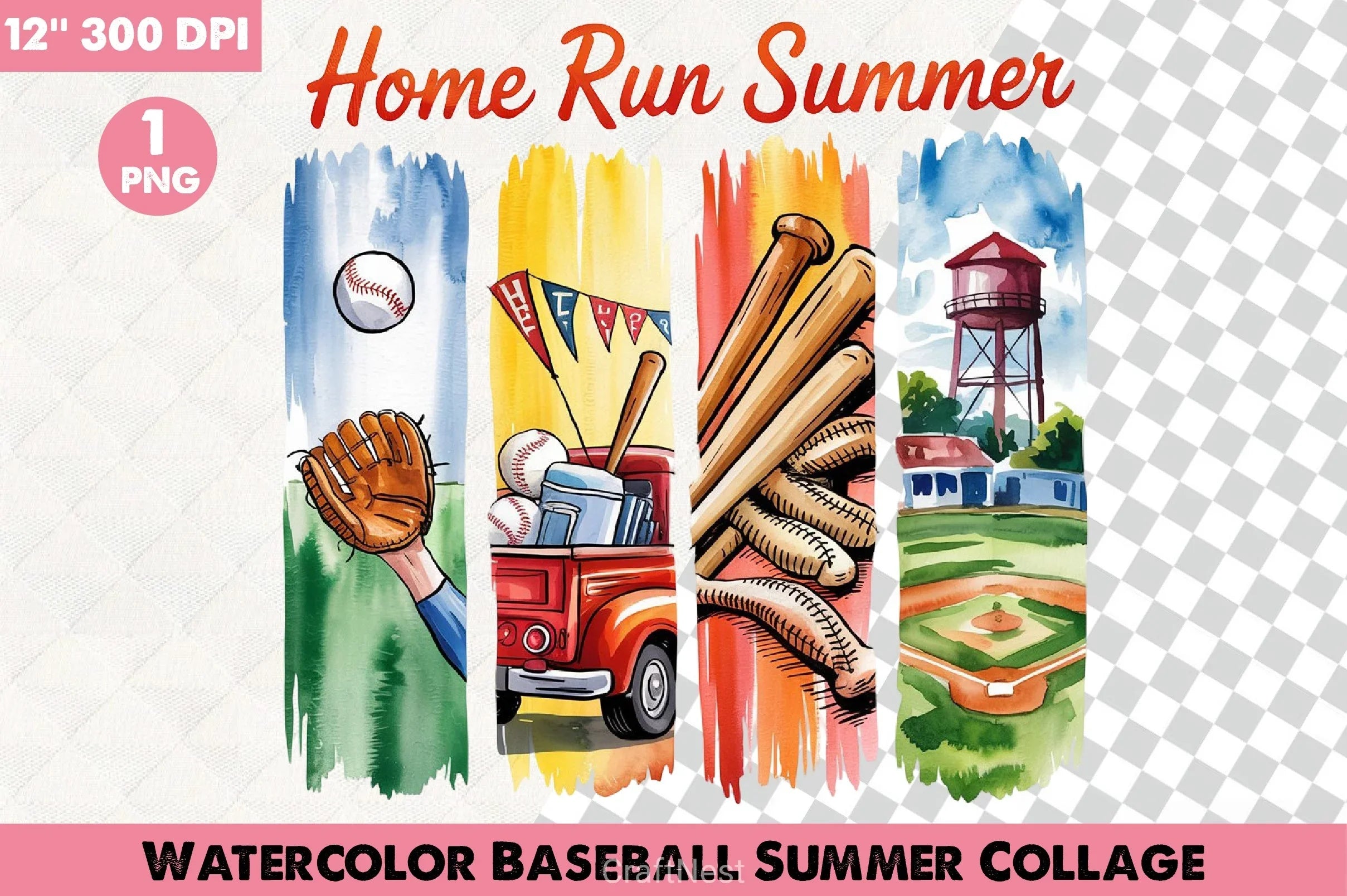 Baseball Summer Collage Clipart Bundle - CraftNest - Digital Crafting and Art