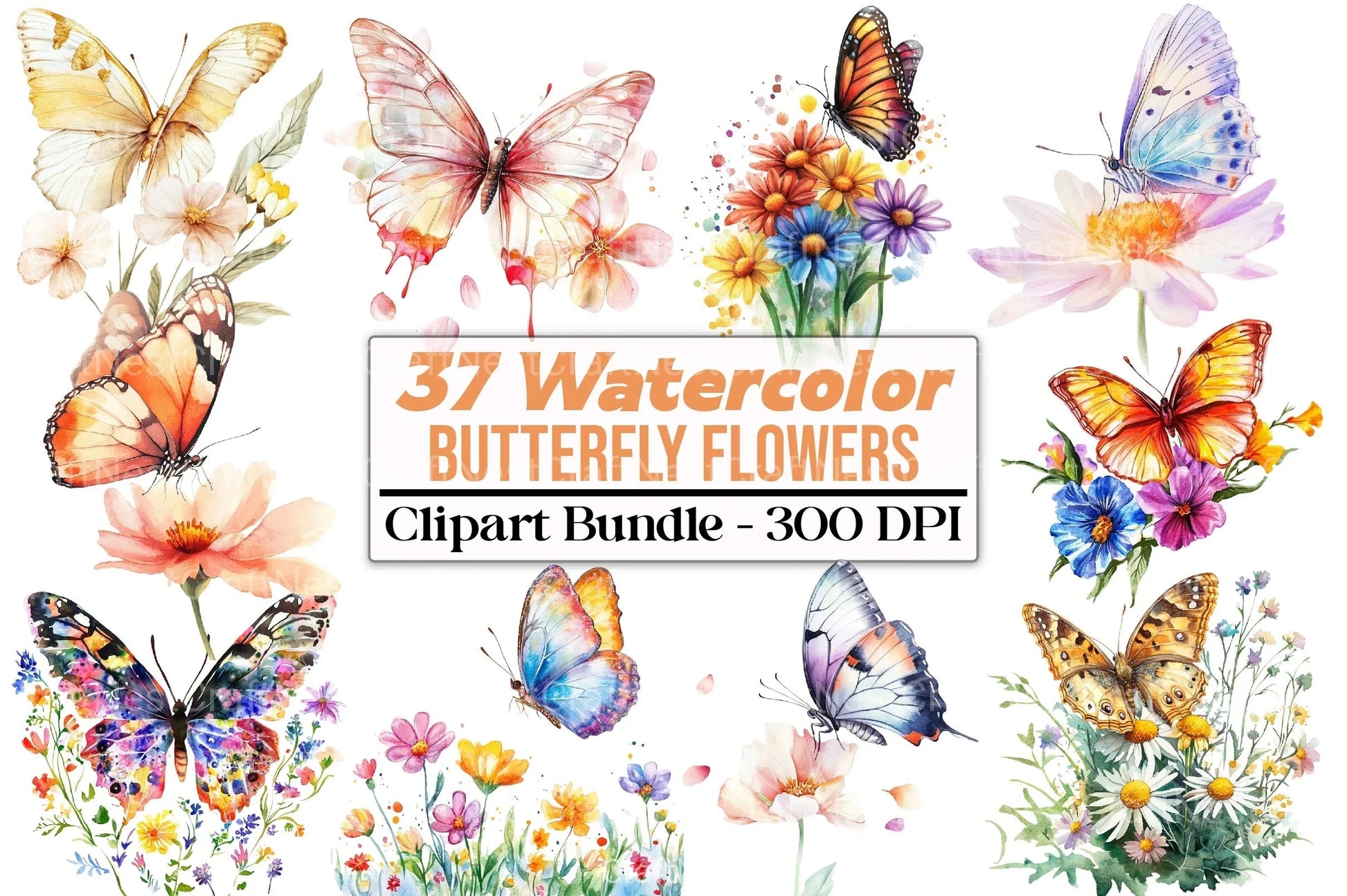 Butterfly Flowers Clipart Bundle 66 - CraftNest - Digital Crafting and Art