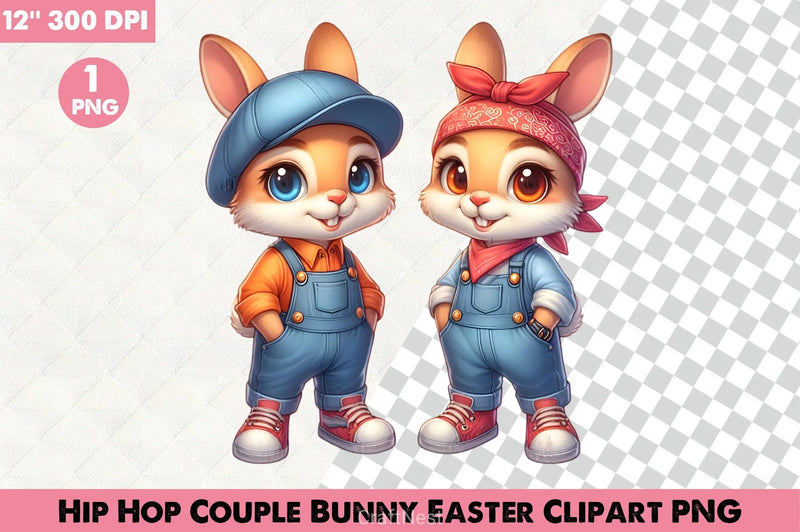 Hip Hop Couple Bunny Easter Clipart Bundle 1 - CraftNest - Digital Crafting and Art