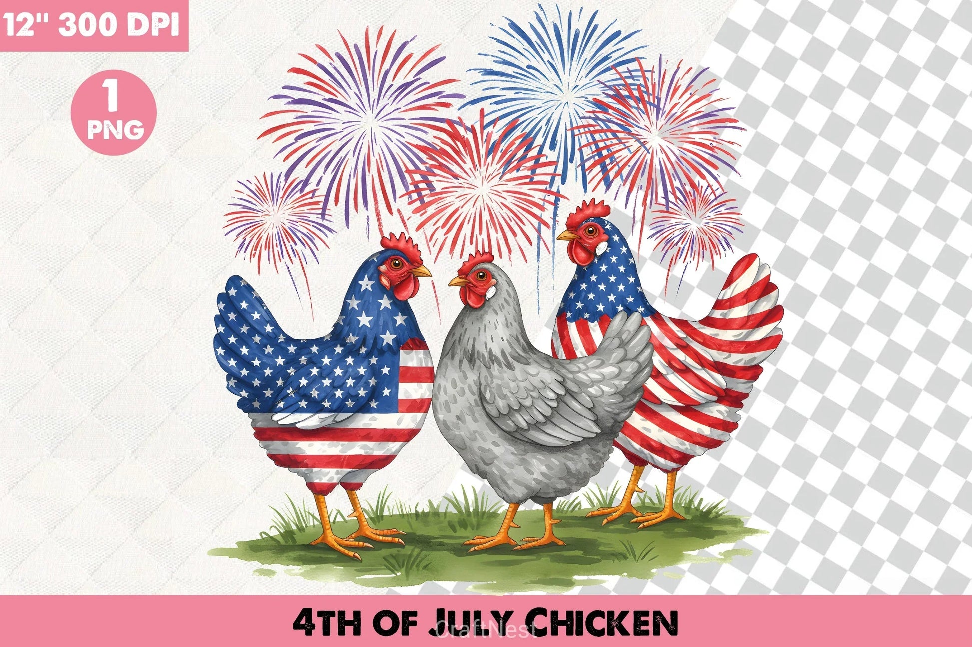 4th of July Chicken Clipart Bundle - CraftNest - Digital Crafting and Art