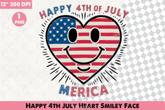 Happy 4th July Heart Smiley Clipart Bundle - CraftNest - Digital Crafting and Art