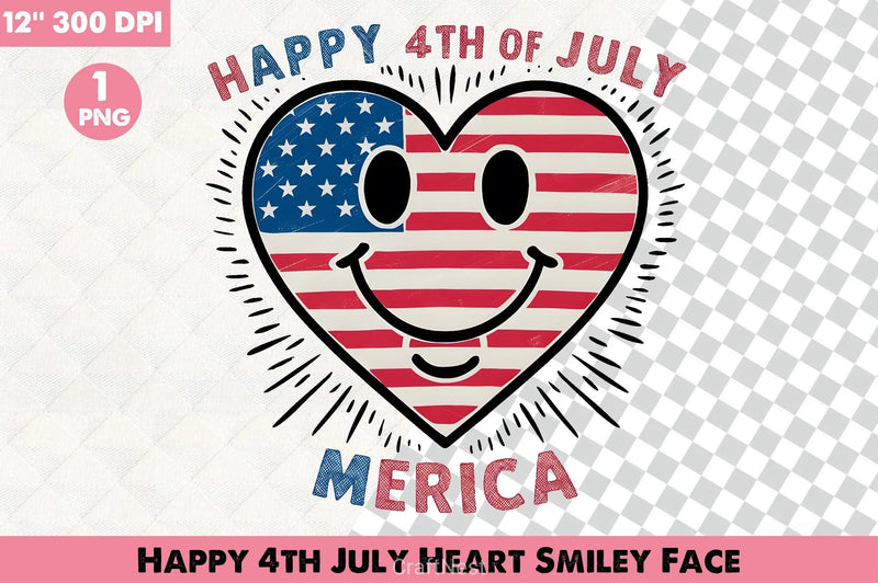 Happy 4th July Heart Smiley Clipart Bundle - CraftNest - Digital Crafting and Art