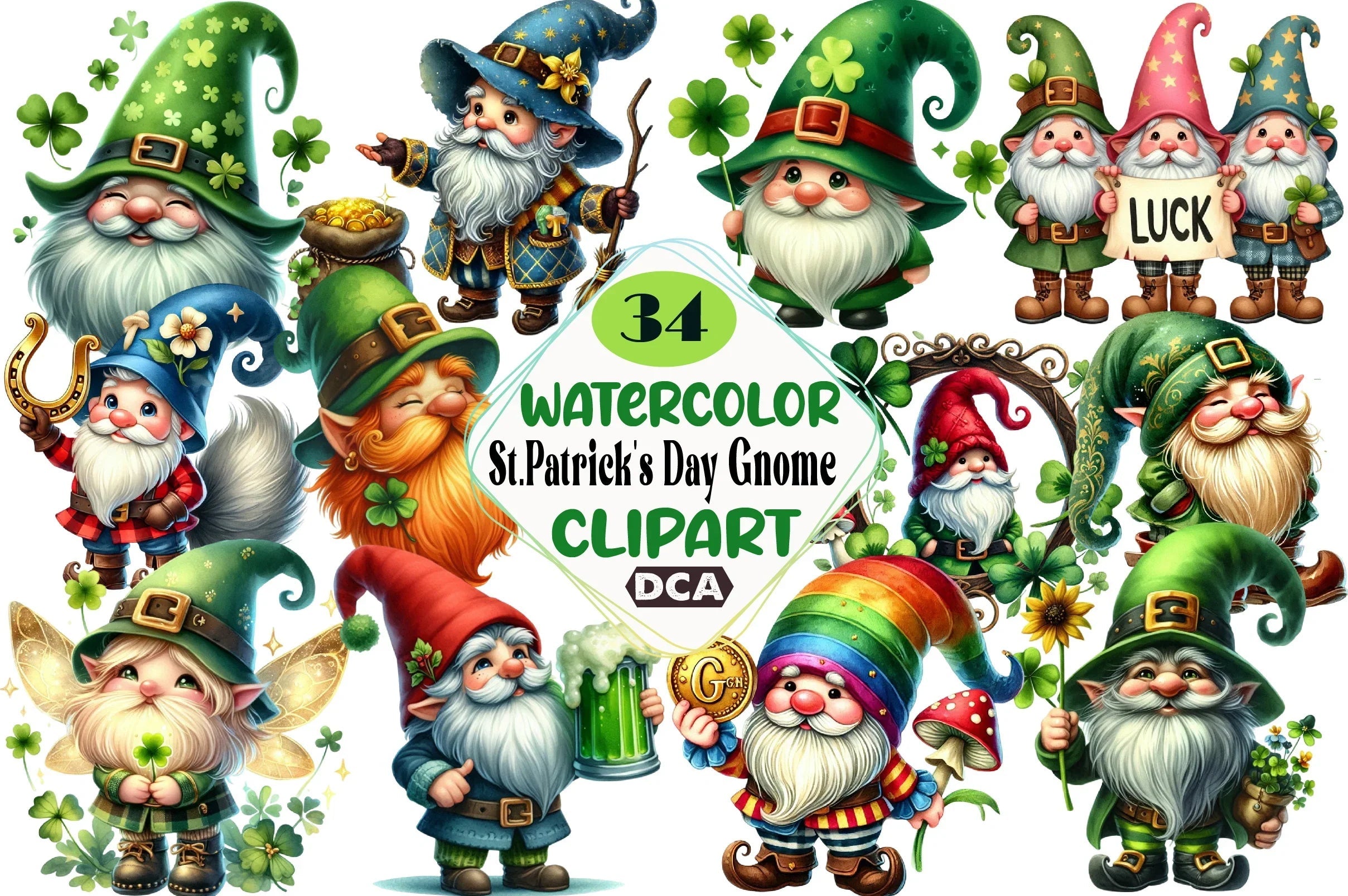 St. Patrick's Day Gnome Clipart Bundle - CraftNest - Digital Crafting and Art