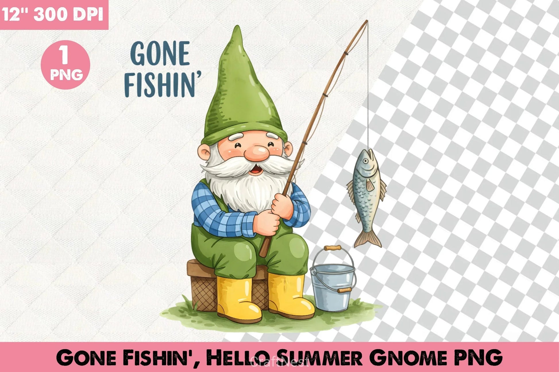 Gone Fishin' Summer Gnome Clipart Bundle - CraftNest - Digital Crafting and Art