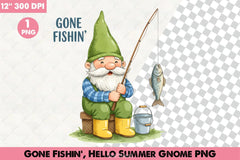 Gone Fishin' Summer Gnome Clipart Bundle - CraftNest - Digital Crafting and Art