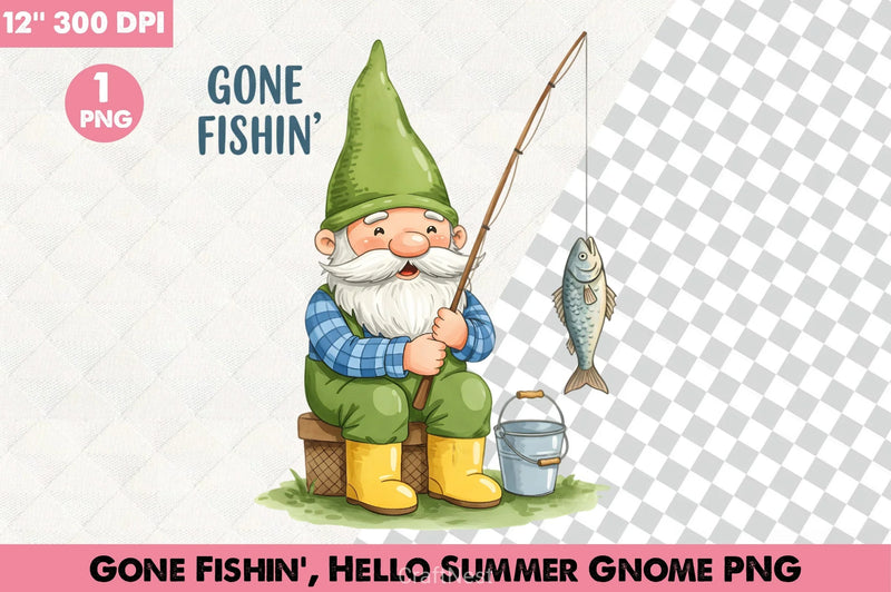 Gone Fishin' Summer Gnome Clipart Bundle - CraftNest - Digital Crafting and Art