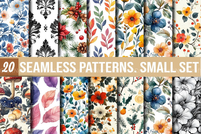 Seamless Patterns Small Set Digital Paper - CraftNest - Digital Crafting and Art