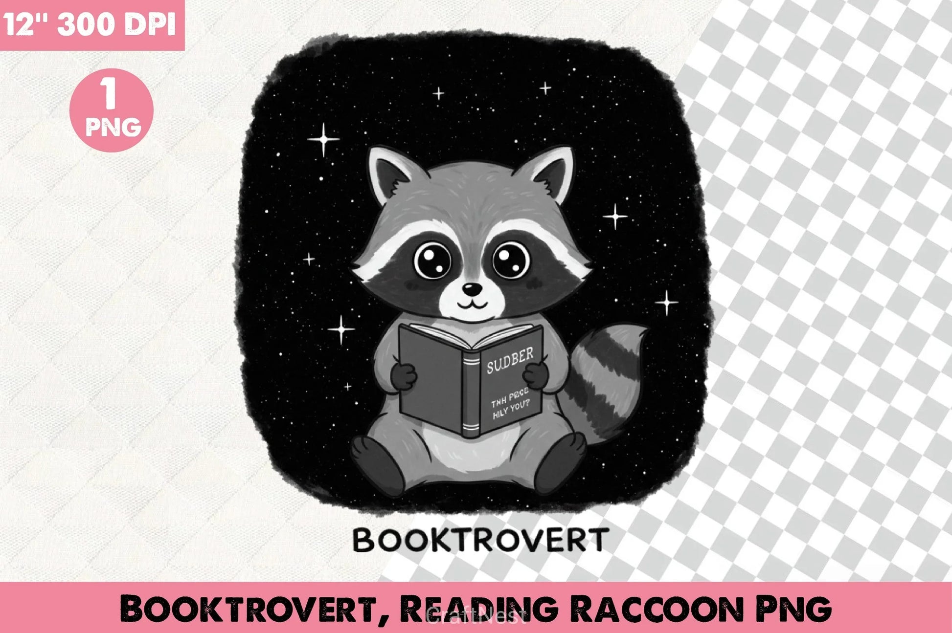 Booktrovert Reading Raccoon Clipart Bundle - CraftNest - Digital Crafting and Art
