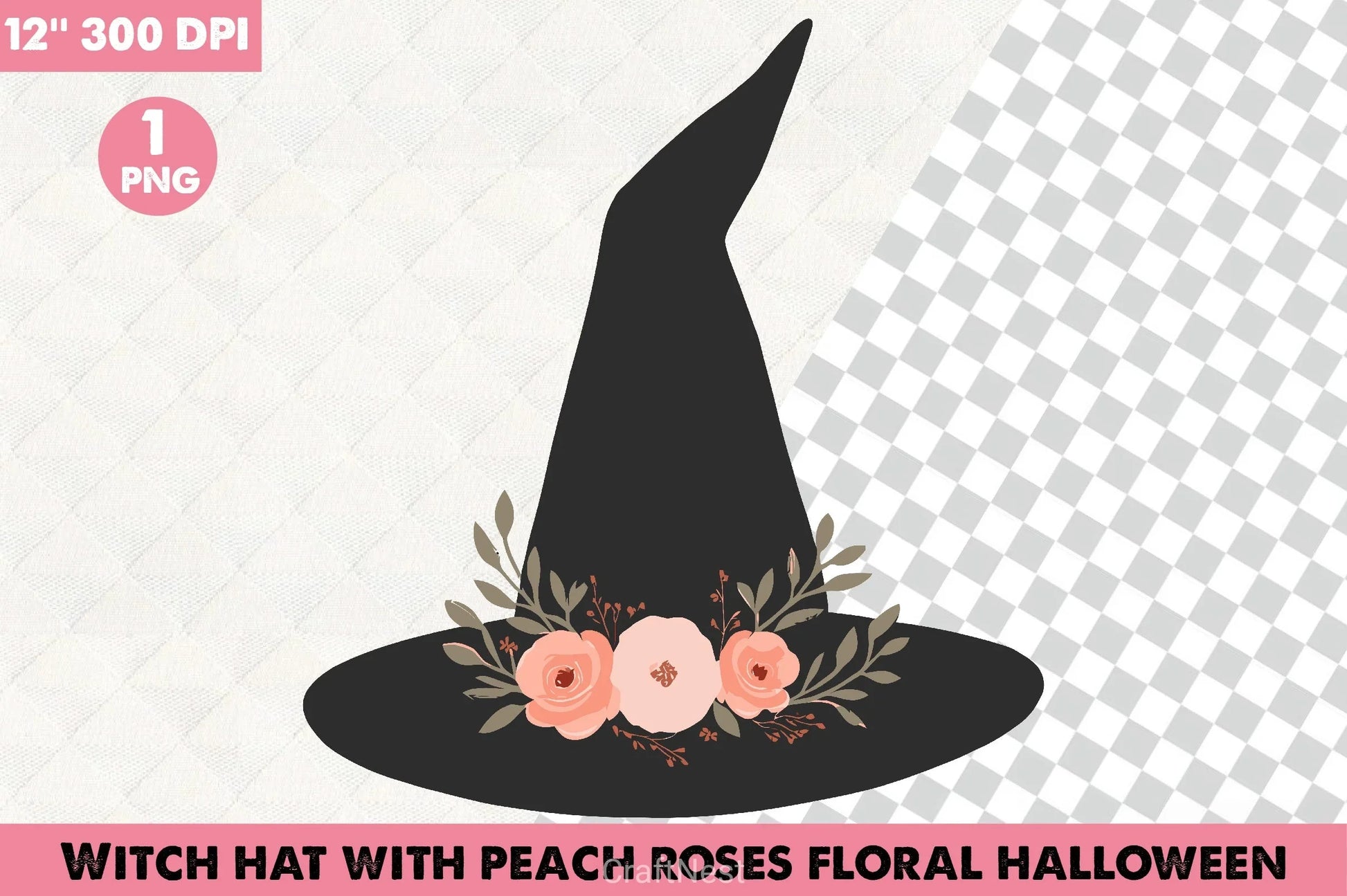 Witch Hat Peach Roses Halloween Clipart Bundle - CraftNest - Digital Crafting and Art