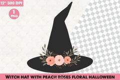 Witch Hat Peach Roses Halloween Clipart Bundle - CraftNest - Digital Crafting and Art