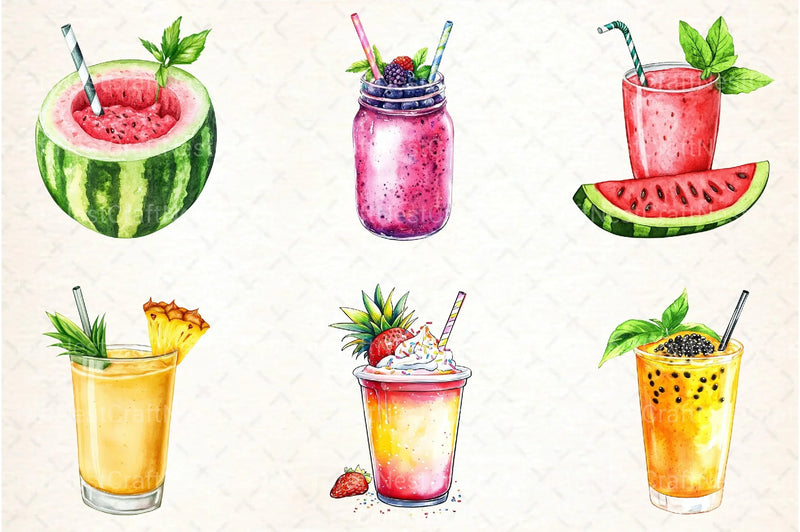 Summer Tropical Smoothie Cup Clipart Bundle 78 - CraftNest - Digital Crafting and Art