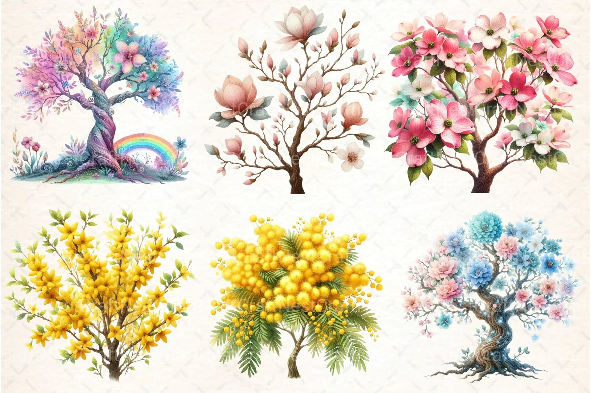 Spring Flower Tree Clipart Bundle 88 - CraftNest - Digital Crafting and Art