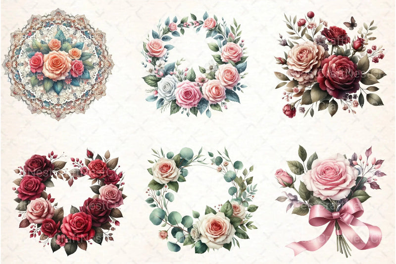 Romantic Roses Mother's Day Clipart Bundle - CraftNest - Digital Crafting and Art