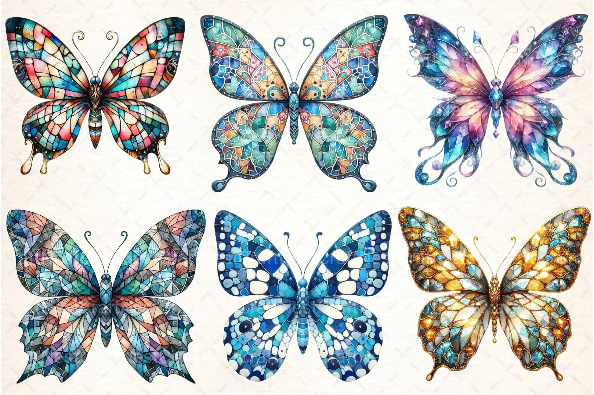 Mosaic Butterfly Clipart Bundle - CraftNest - Digital Crafting and Art