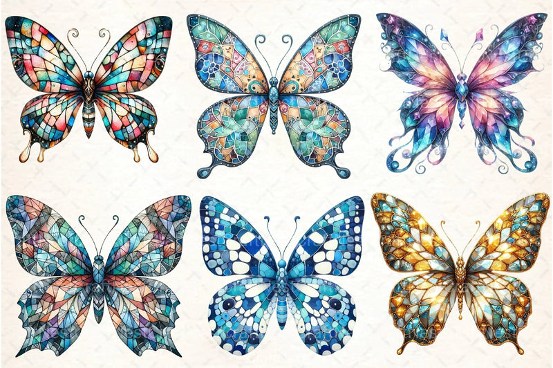 Mosaic Butterfly Clipart Bundle - CraftNest - Digital Crafting and Art