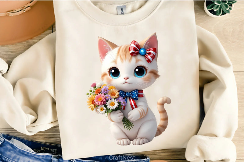 Patriotic Kawaii Cat Clipart Bundle - CraftNest - Digital Crafting and Art