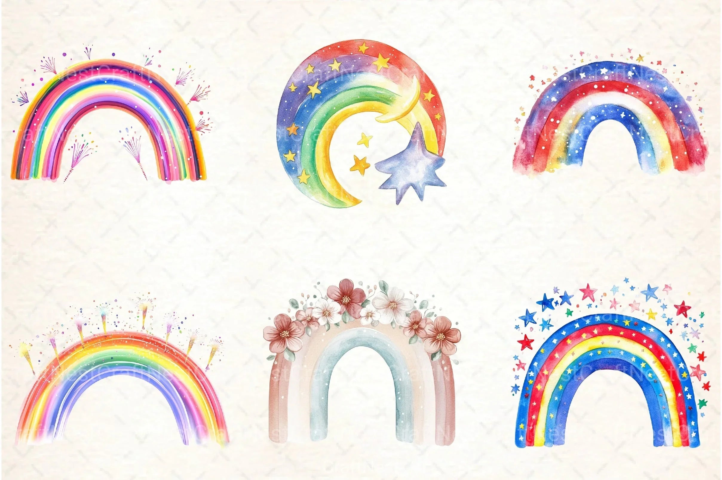 Rainbow 4th of July Clipart Bundle - CraftNest - Digital Crafting and Art