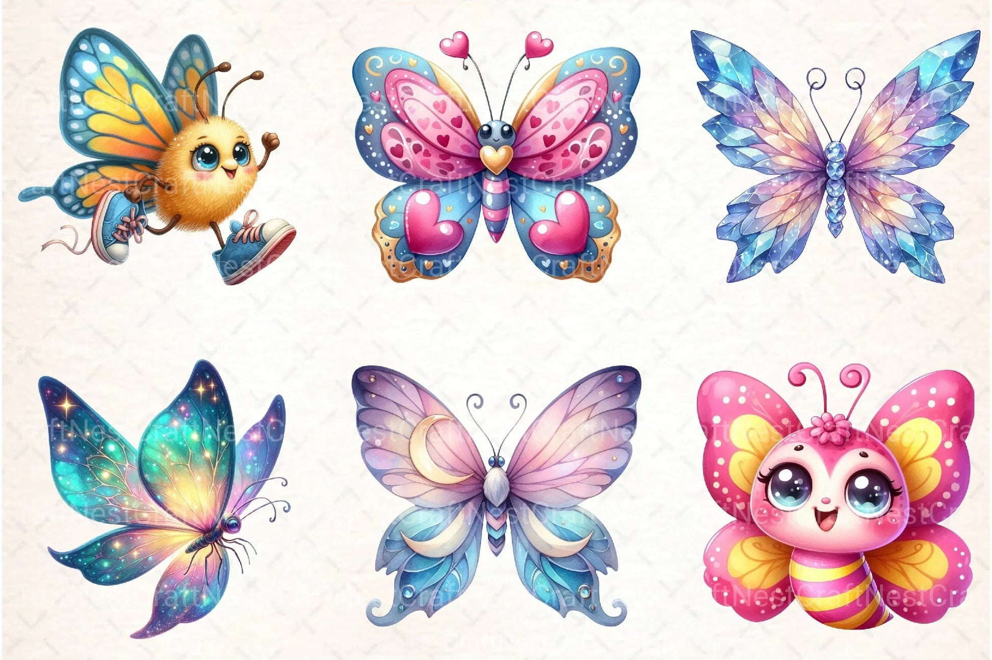 Adorable Butterfly Clipart Bundle 11 - CraftNest - Digital Crafting and Art
