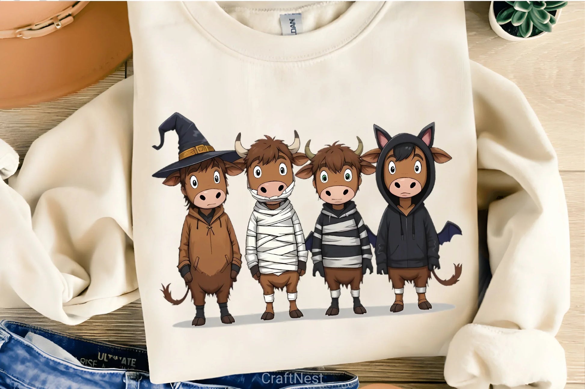 Cartoon Highland Cows Halloween Clipart Bundle - CraftNest - Digital Crafting and Art