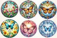 Round Butterfly Stained Glass Clipart Bundle - CraftNest - Digital Crafting and Art