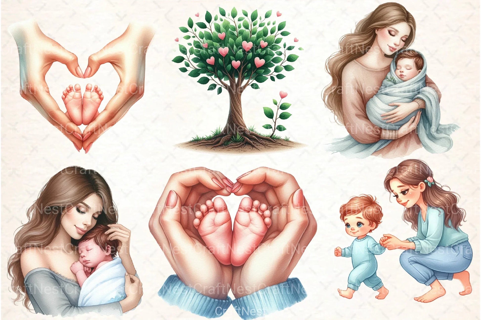 Cute Mother & Baby Clipart Bundle - CraftNest - Digital Crafting and Art