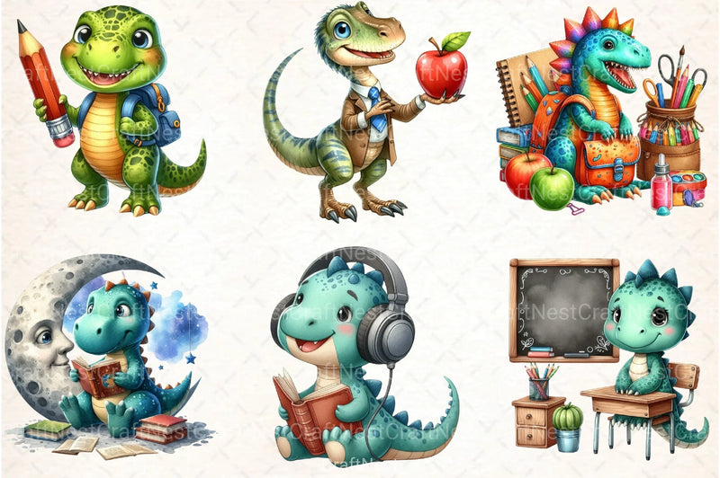 Dinosaur Back to School Clipart Bundle - CraftNest - Digital Crafting and Art