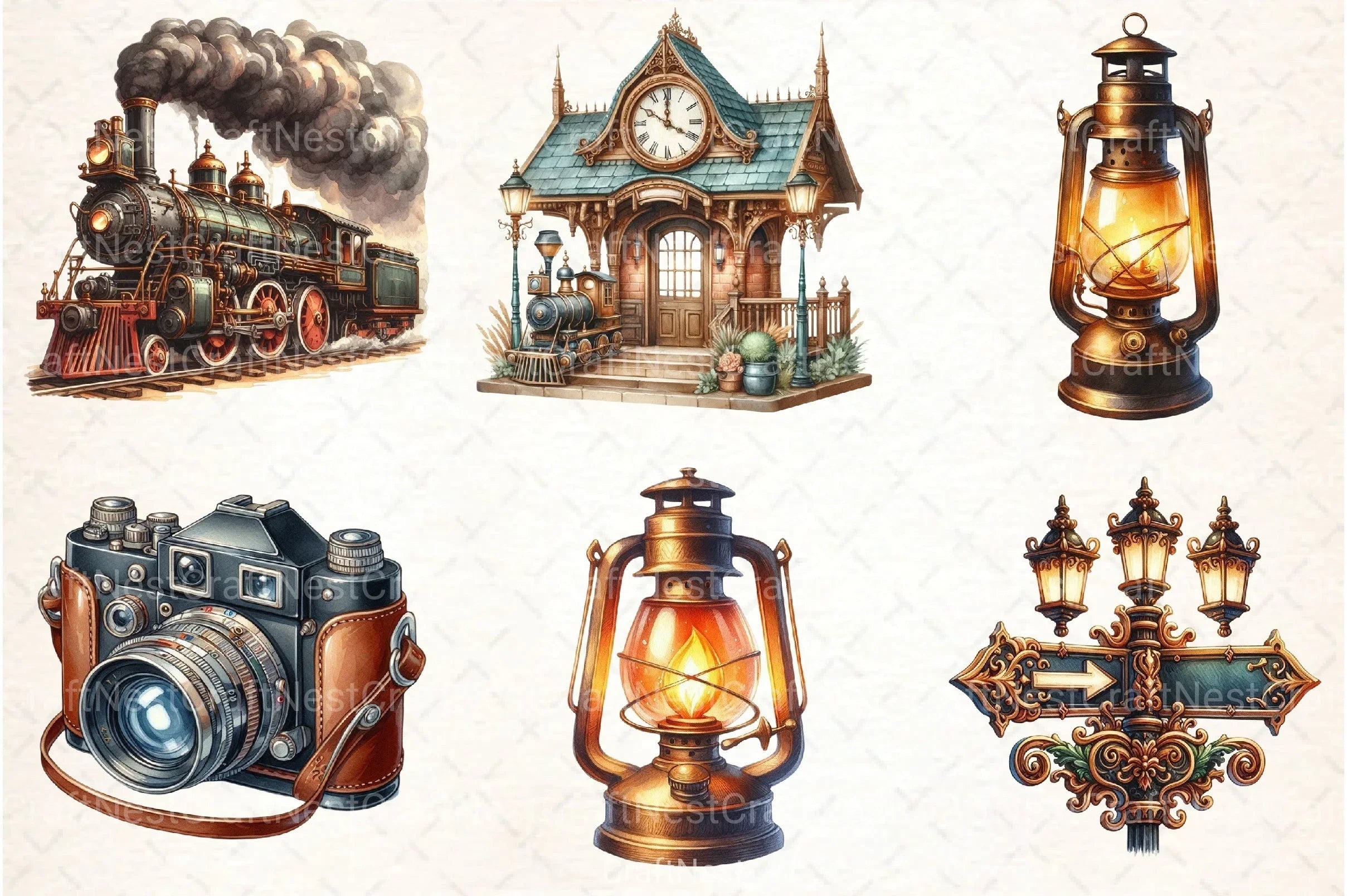 Vintage Travel Clipart Bundle 8 - CraftNest - Digital Crafting and Art