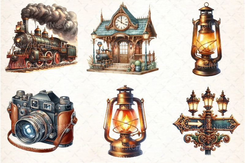 Vintage Travel Clipart Bundle 8 - CraftNest - Digital Crafting and Art