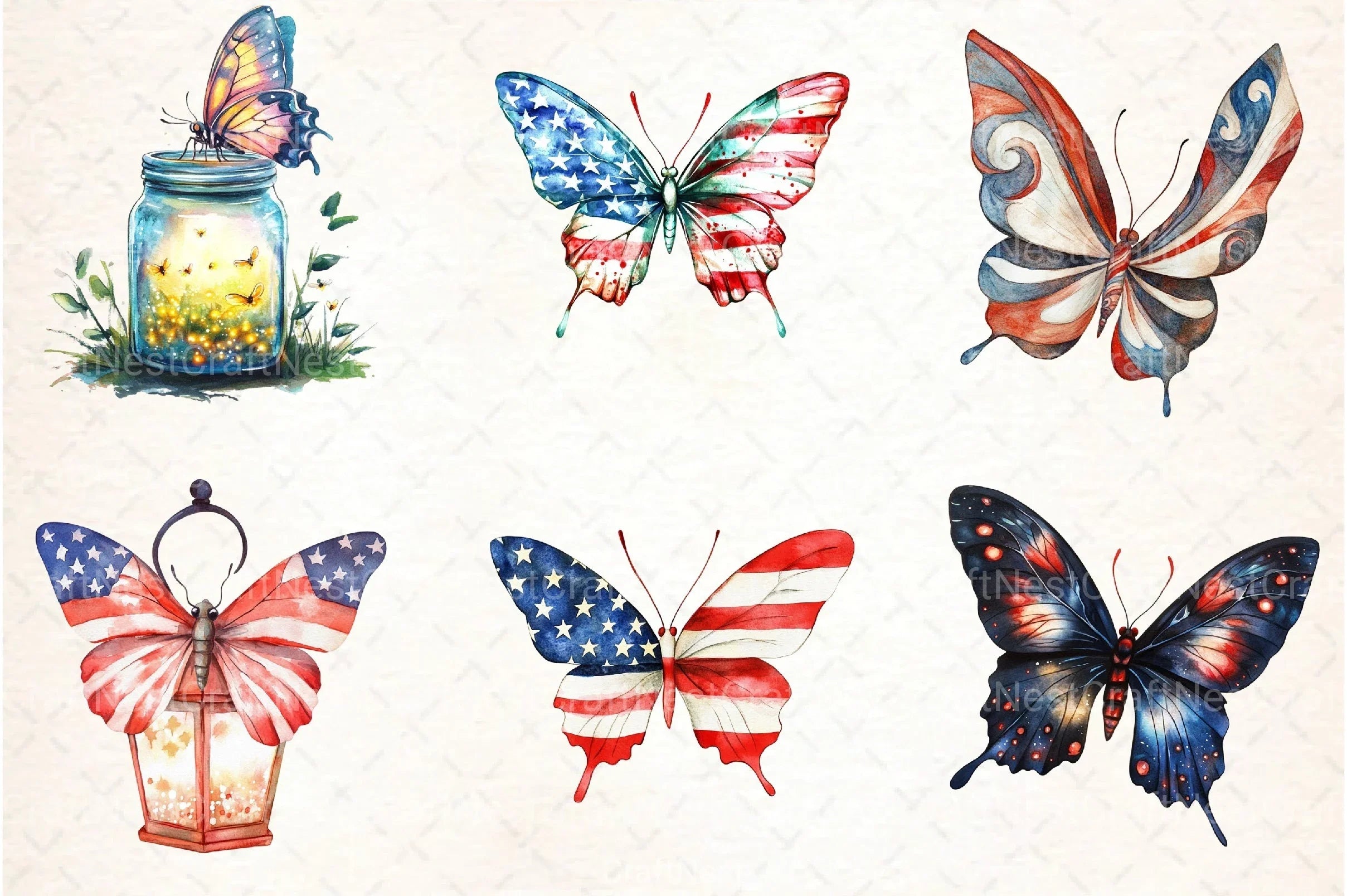 Butterfly 4th of July Clipart Bundle 34 - CraftNest - Digital Crafting and Art