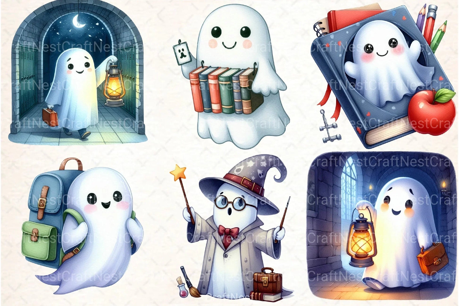 Ghost School Clipart Bundle - CraftNest - Digital Crafting and Art