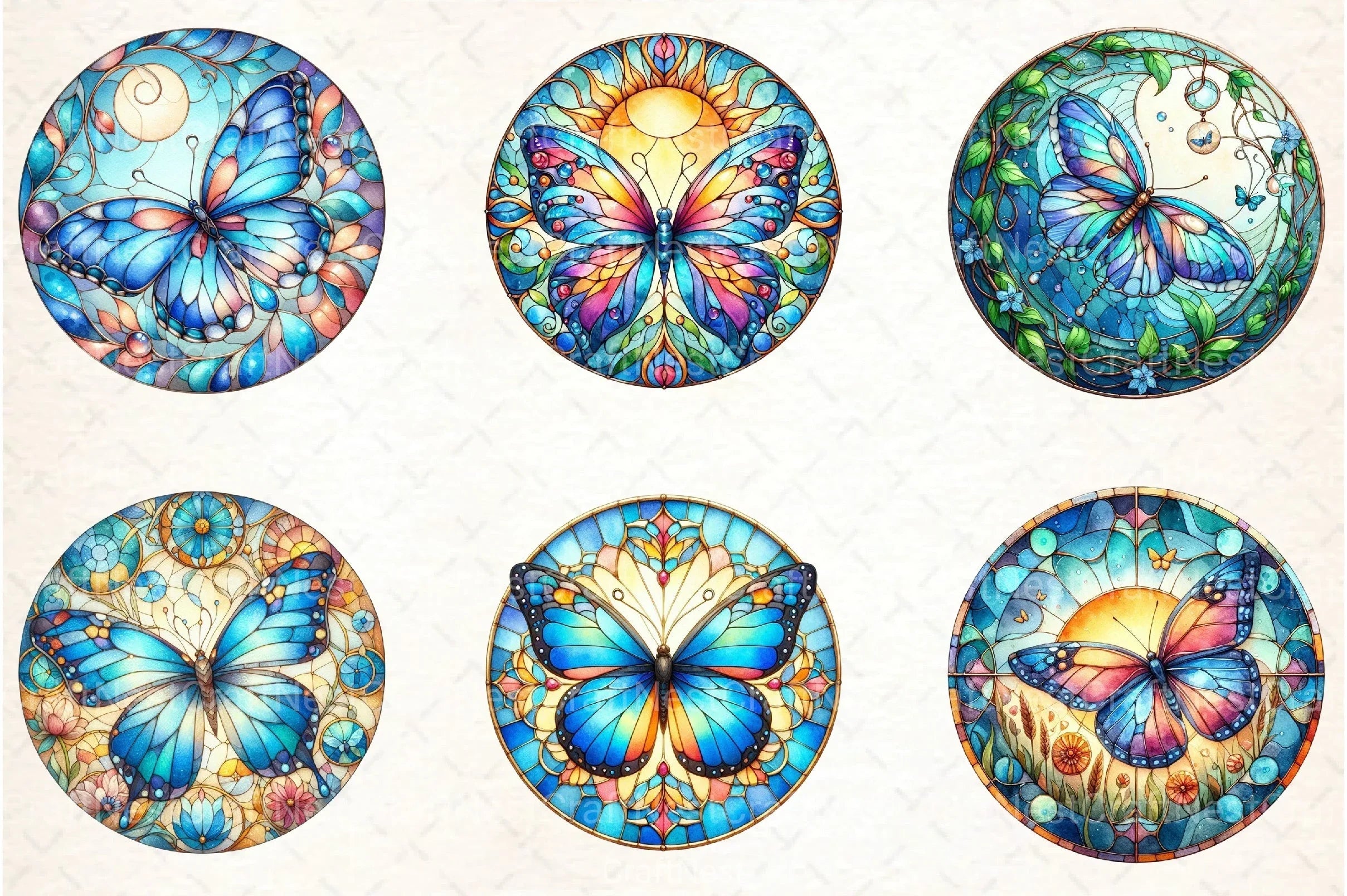 Stained Glass Butterfly Summer Clipart Bundle - CraftNest - Digital Crafting and Art