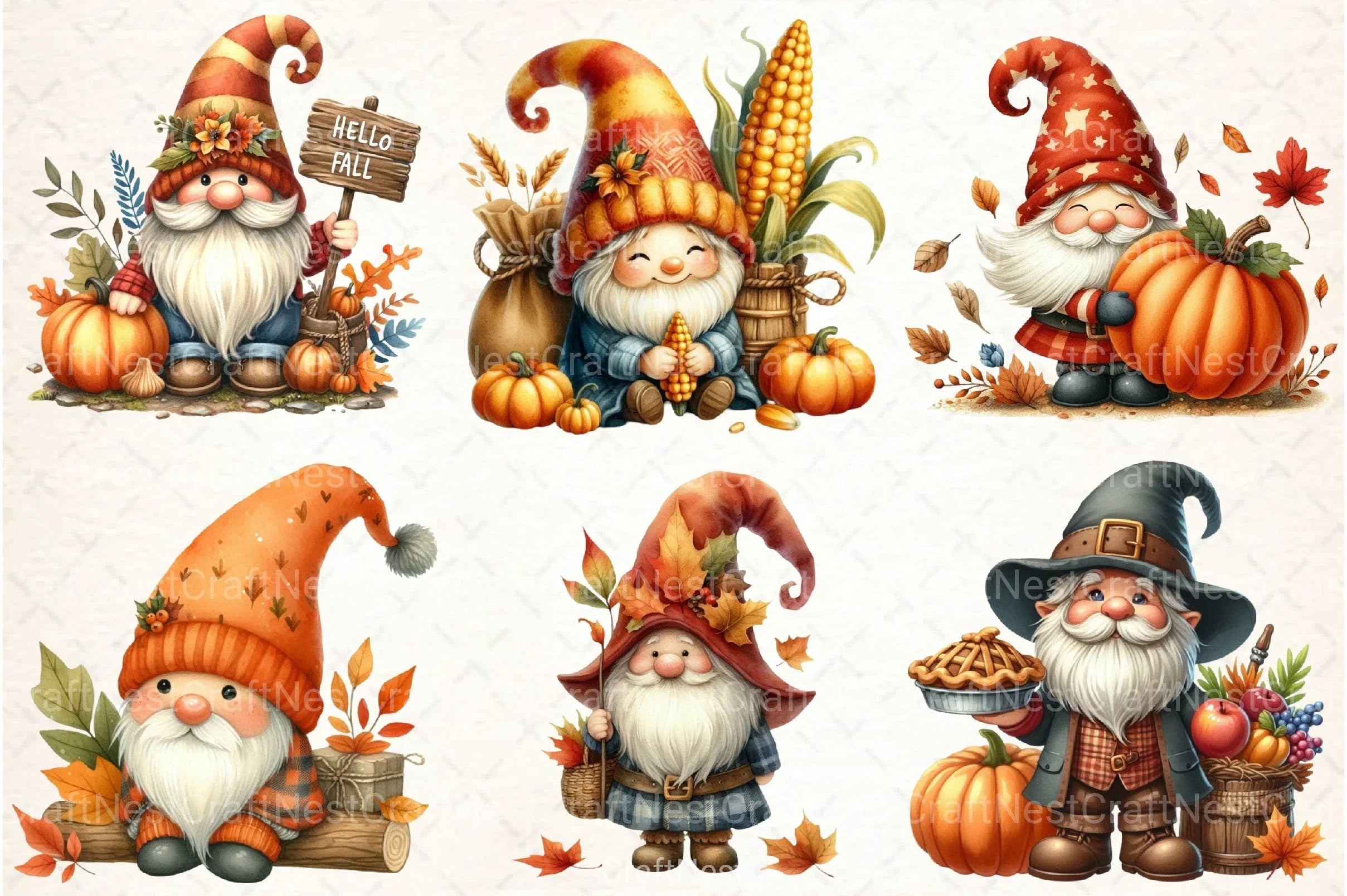Fall Gnomes Clipart Bundle - CraftNest - Digital Crafting and Art